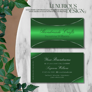 Elegant Emerald Green with Shimmery Silver Border Business Card