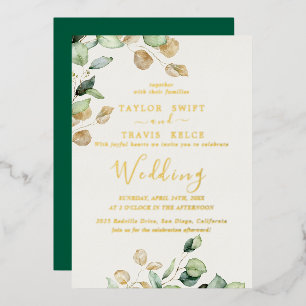 Elegant Emerald Greenery Gold Foil Wedding
