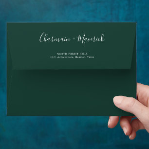 Elegant Emerald Greenery Leaf Wedding Envelope