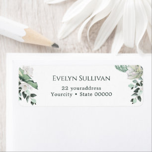 elegant emerald greenery return address label