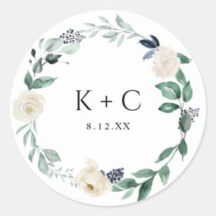 Elegant Emerald Greenery Wedding Favour Classic Round Sticker
