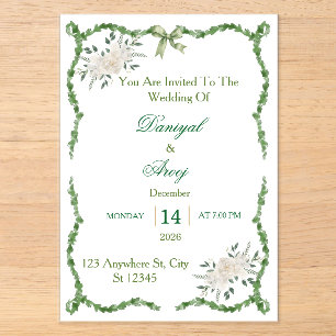 Elegant Emerald Greenery Wedding Invitation