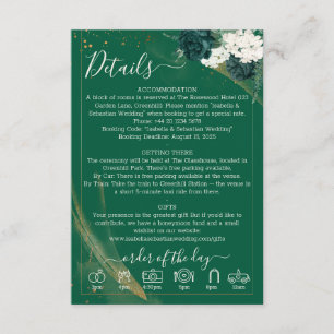 Elegant Emerald Icons Rose Wedding Enclosure Card