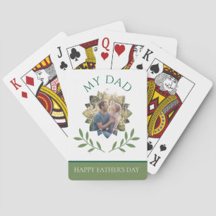 Elegant Emerald Ivy Father's Day Custom Photo Playing Cards