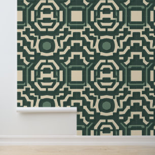 Elegant Emerald Labyrinth: Modern Geometric Wallpaper