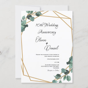 Elegant Emerald Leaf Wedding Anniversary  Invitation