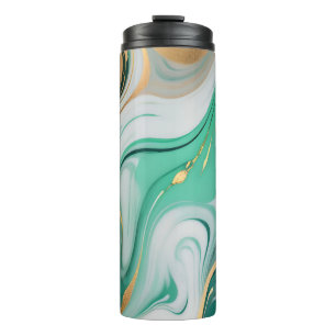 Elegant Emerald Marble with Gold Veins – Abstract Thermal Tumbler