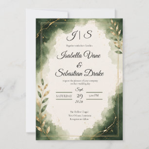 Elegant Emerald Minimalist Luxury Wedding Invitation