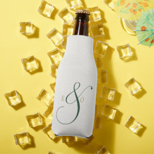 Elegant Emerald Monogram Gold Initials Wedding Bottle Cooler