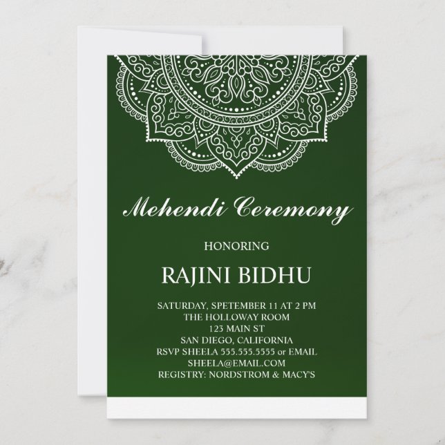 Elegant Emerald Paisley Indian Mehndi Ceremony (Front)