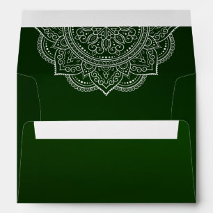 Elegant Emerald Paisley Indian Wedding Invitation Envelope