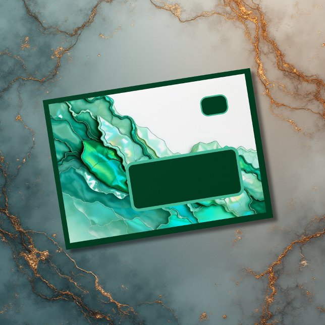 Elegant Emerald Teal Marble Watercolor Wedding Envelope (Creator Uploaded)