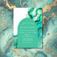 Elegant Emerald Teal Marble Watercolor Wedding