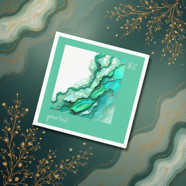 Elegant Emerald Teal Marble Watercolor Wedding Napkin (Creator Uploaded)