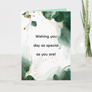 Elegant Emerald Watercolor & Gold Botanical card