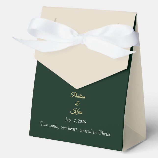 Elegant Emerald Wedding Favour Box (Front)