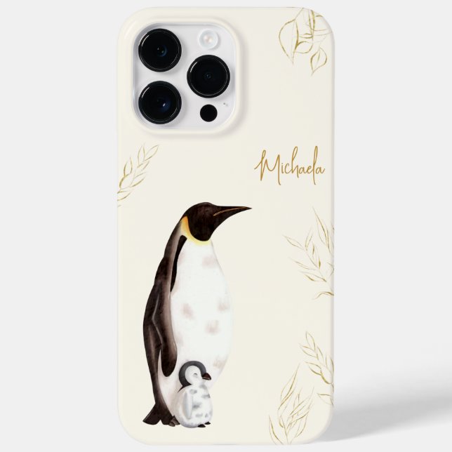 Elegant Emperor Penguin Botanical Gold Glitter  Case-Mate iPhone Case (Back)