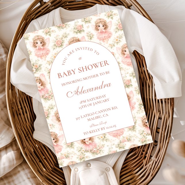 Elegant Enchanted Fairy Baby Shower Invitation (Creator Uploaded)