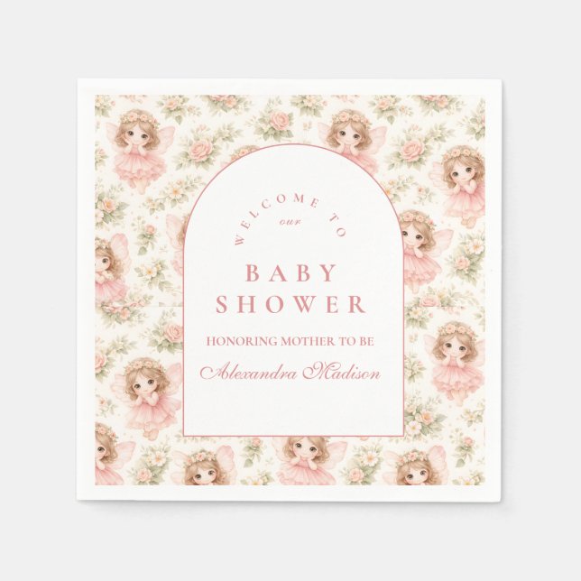 Elegant Enchanted Fairy Baby Shower Napkin (Front)