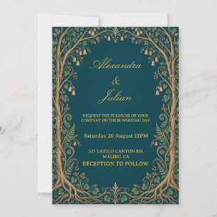 Elegant Enchanted Forest Wedding Gilded Grove Invitation