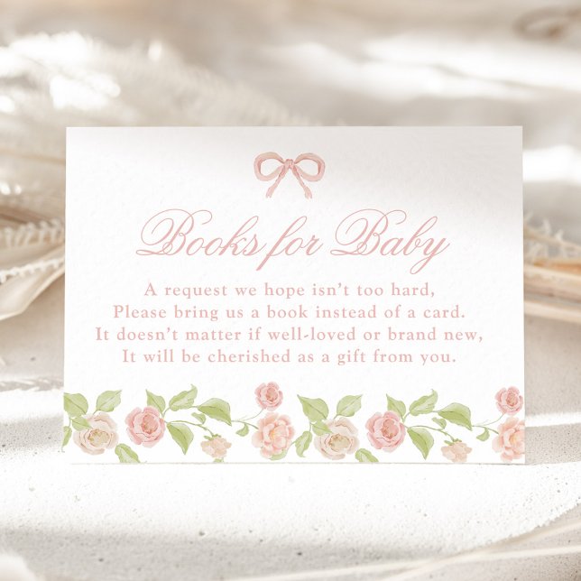 Elegant Enchanted Pink Floral Books for Baby Enclosure Card (Creator Uploaded)