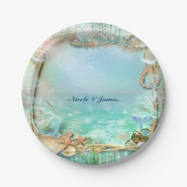 Elegant Enchanted Under The Sea Beach Plates (Front)