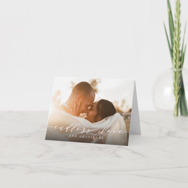 Elegant Endless Love Wedding  Thank You Card (Front)