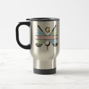 Elegant Energetic Golf Monogram Design Travel Mug