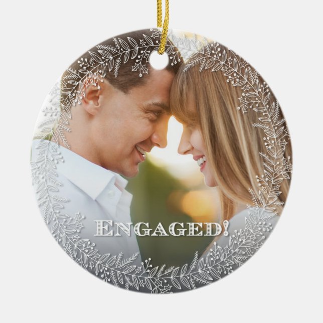 Elegant Engaged Photo Ornament (Front)