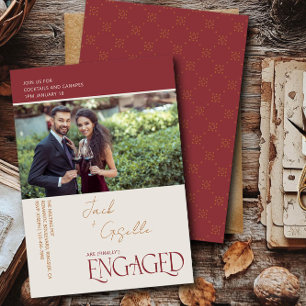 Elegant Engaged Tricolor Engagement Photo Party Invitation
