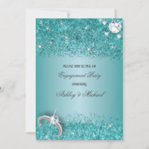 elegant engagement party chic turquoise glitter