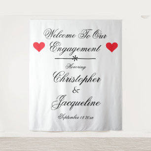 Elegant Engagement Party Custom Name Chic Backdrop Tapestry