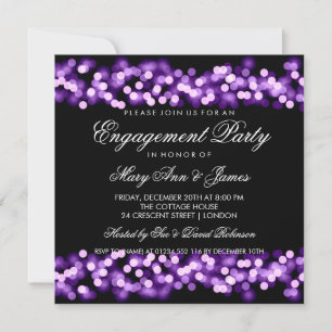 Elegant Engagement Party Gold Hollywood Purple Invitation
