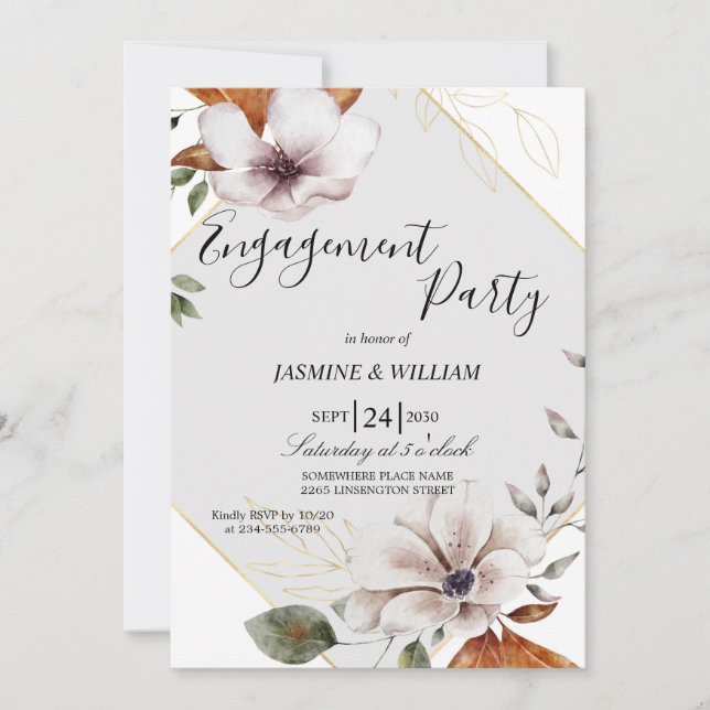 Elegant Engagement Party Invitation, Customizable  Invitation (Front)