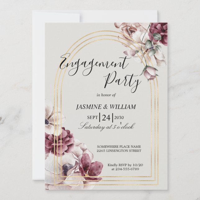 Elegant Engagement Party Invitation, Customizable Invitation (Front)