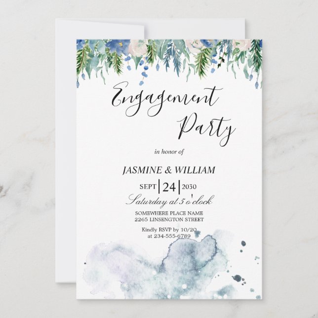 Elegant Engagement Party Invitation, Customizable  Invitation (Front)