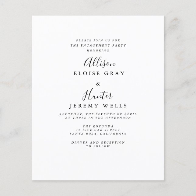 Elegant Engagement Party Invitation Flyer (Front)