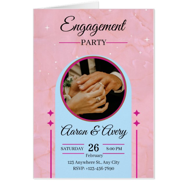 Elegant Engagement Party Invitation with Photo – M (Front)