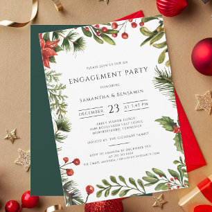 Elegant Engagement Party Red Berries Invitation