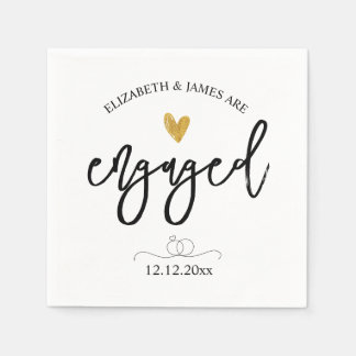 Elegant Engagement Party Script Lettering  Napkin