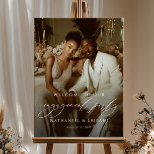 Elegant engagement party welcome photo poster