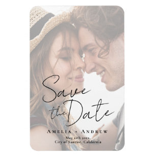 Elegant Engagement Photo Script Wedding  Magnet