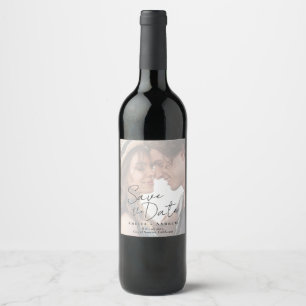 Elegant Engagement Photo Script Wedding  Wine Label