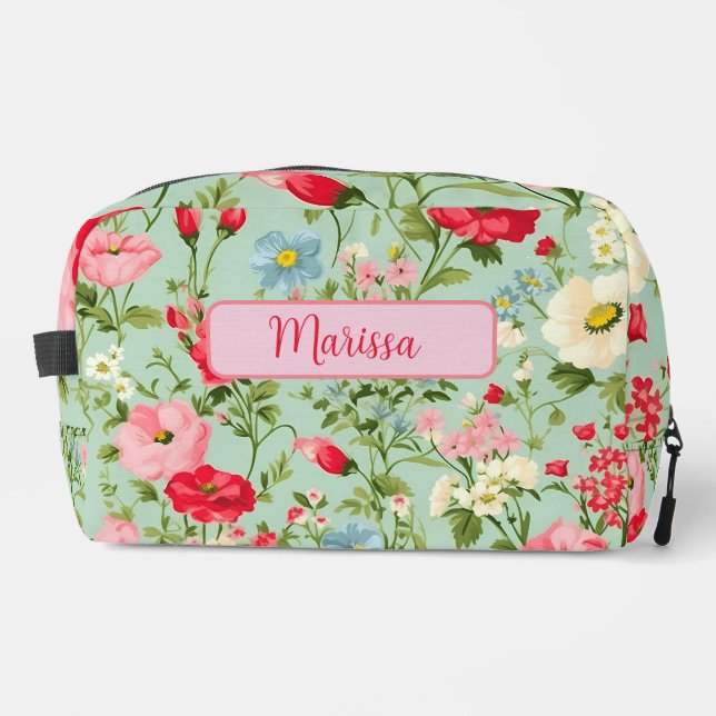 Elegant English Country Wildflower Personalised Dopp Kit (Front)