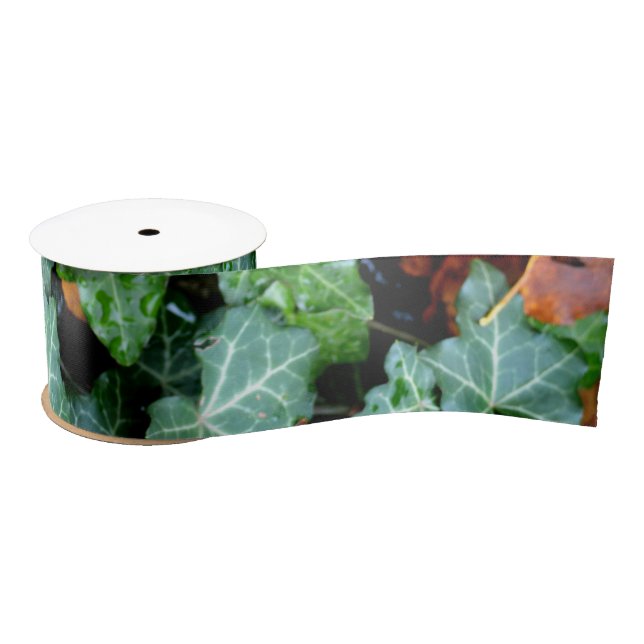 Elegant English Ivy and field stone Satin Ribbon (Spool)