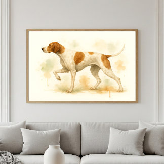 Elegant English Pointer Dog Watercolor Poster