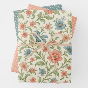 Elegant English Shabby Chic Floral Art Pattern Wrapping Paper Sheet