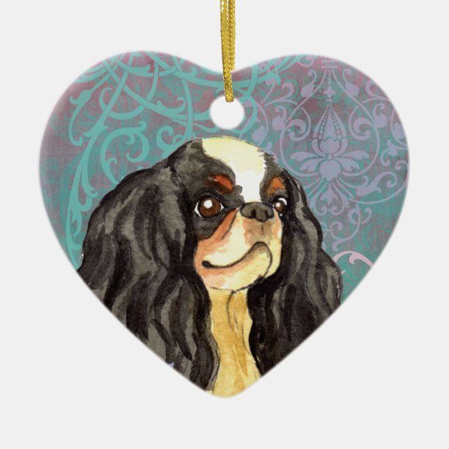 Elegant English Toy Spaniel Ceramic Tree Decoration (Front)