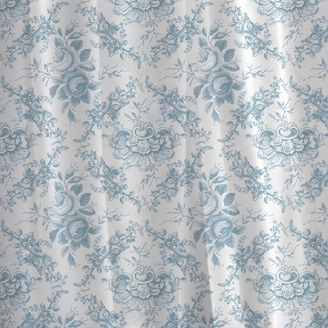 Elegant Engraved Blue and White Floral Toile Fabric (Creator Uploaded)