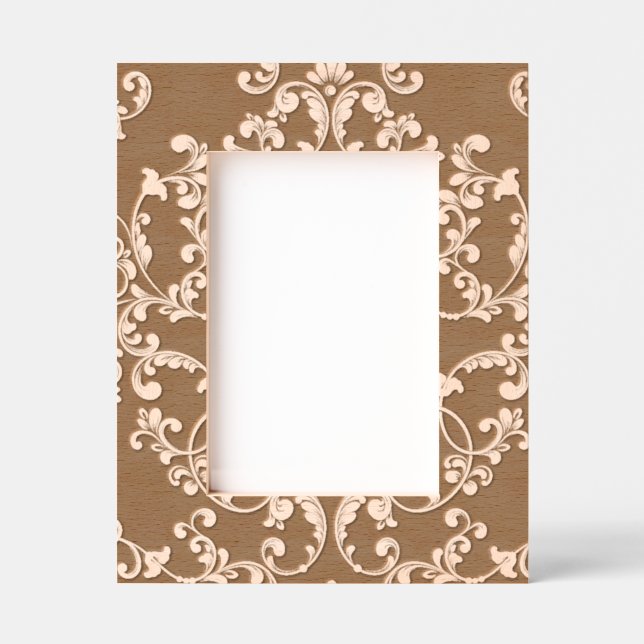 Elegant Engraved Damask Floral Pattern Frame (Front)